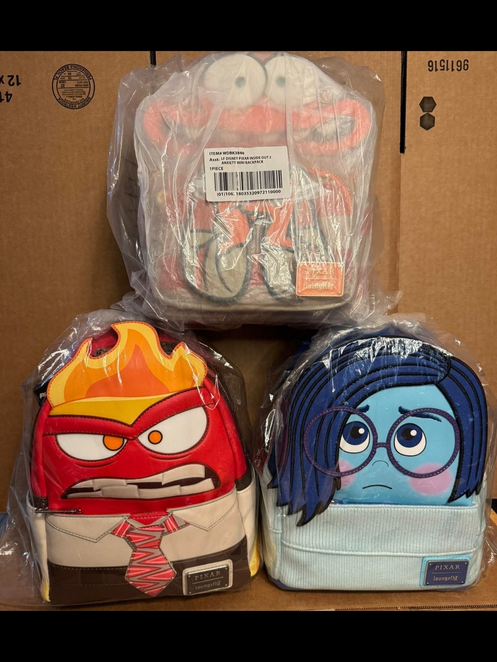 Inside Out Kids Backpack - Anger (Red) & Sadness (Blue) Options